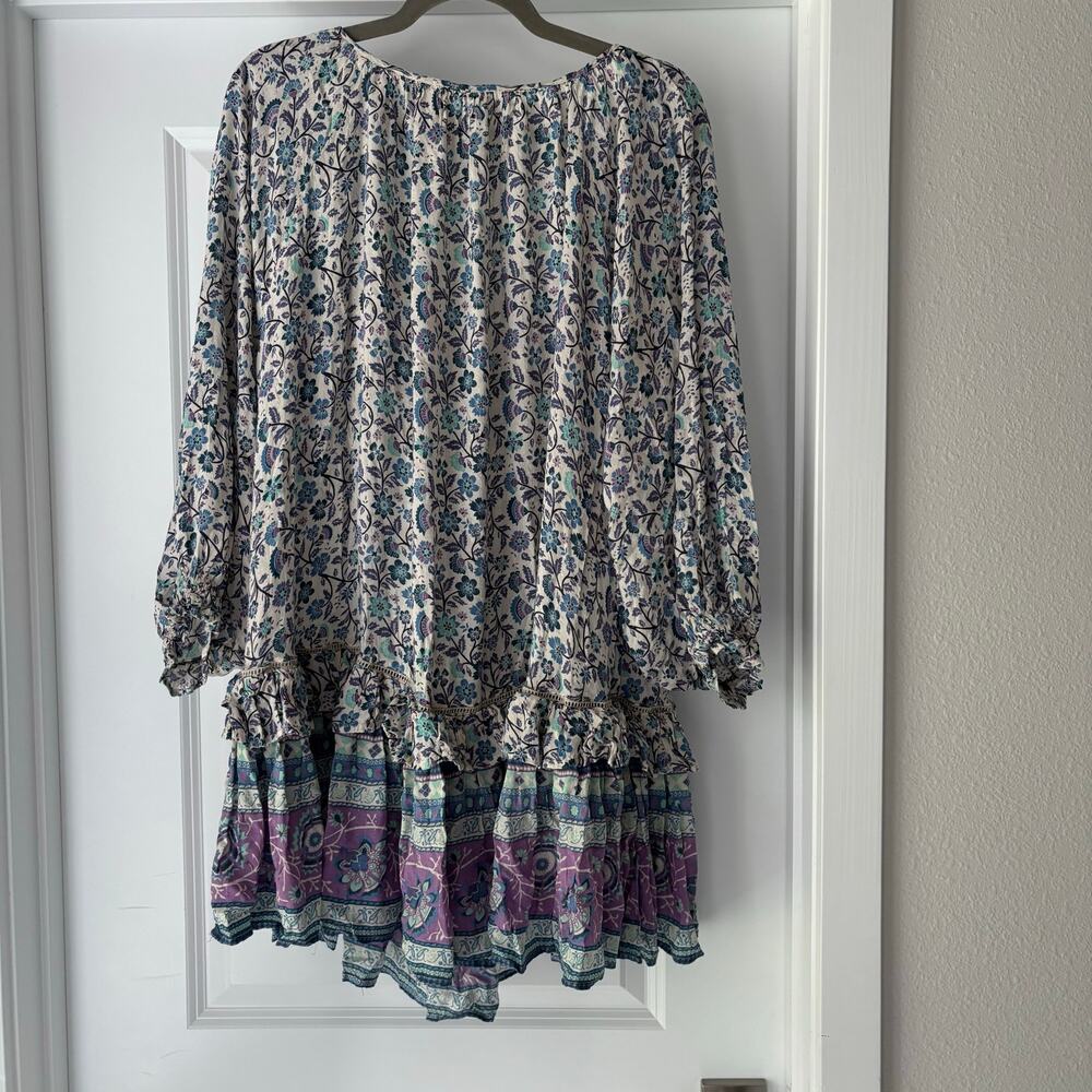 Spell & The Gypsy Collective Dahlia Tunic Dress in dusty blue EUC SZ L - Picture 3 of 10